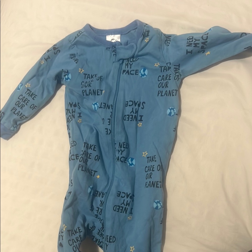Gerber Blue Footies One Piece with Black Print